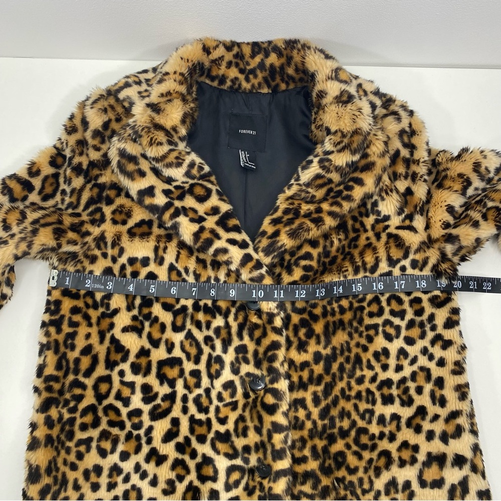 Forever 21 Leopard Animal Print Faux Fur Luxe Runway Statement Topper Coat S - Picture 9 of 12